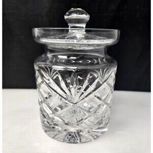 Galway Irish Crystal Jar Biscuit Jar w/ Lid Honey Condiment Jelly Jam 7” Vintage